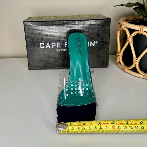 Cape Robbin Clear Crystal Studded Stiletto Heels Teal Blue Party Y2K NWB Size 10 - Picture 7 of 9